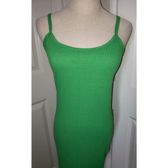Green Ribbed Mini Dress - Picture 2 of 3